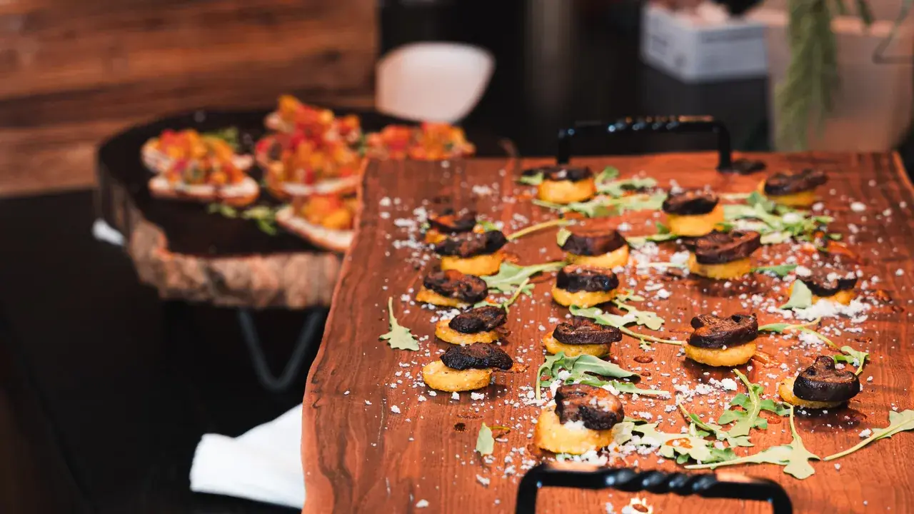 Passed appetizer display styled by Dragonfly Catering at a private engagement party