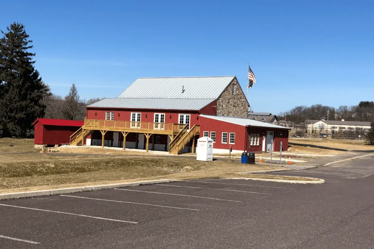 The renovated red barn at Upland Farm Park